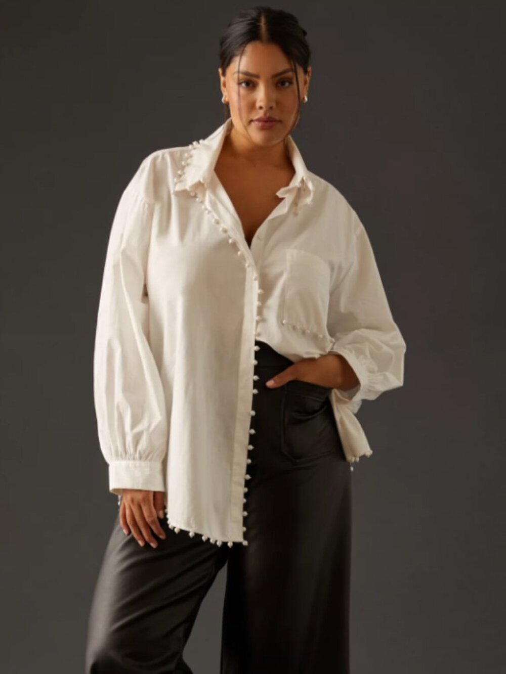 Anthropologie Embellished Buttondown Tunic